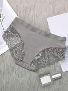 5入組女式冰絲無痕蕾絲低腰性感舒適三角褲褲 - 彩色 - 查看 5