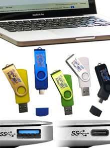 Memoria Usb Pendrive Flash Drive 64gb 2en1 Tipo C + Usb 3.0 - Azul - Ver 5