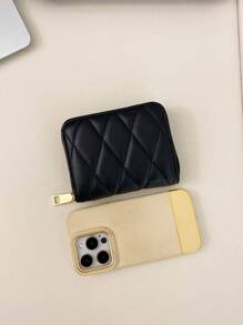 1pc Solid Color Stitched Design Short Zipper Wallet For Daily Use Date Present Card Holder Wallet Business Card Holder Credit Card Holder Women For Women Wallet Mini Wallet Purse Wallet Card Wallet
