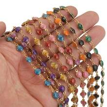 1米寬6毫米不鏽鋼圓搪瓷多彩粉金色鍊條,適用於自製珠寶首飾制作配件,項鍊耳環