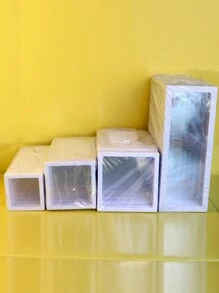 10个装黑白方形/长方形项链、戒指、手链、毛衣链展示盒，透明防尘、防震、防潮PE膜漂浮式珠宝展示盒，适合日常收纳