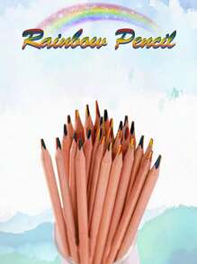 12入組創意厚實天然木質彩虹鉛筆,漸層色適用於diy繪畫 - 彩色 - 查看 3