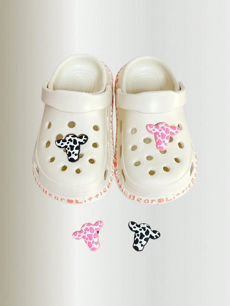 2 Piezas/set Adornos De Zapatos De Dibujos Animados De Vaca Para Zuecos - Multicolor - Ver 1