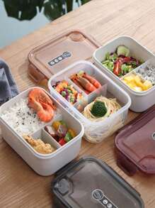 1pc Portable Plastic Sealed Bento Box With Multiple Compartments, Microwave Safe, Suitable For Students And Office Workershome Kitchen Appliances Accessories Gadgets Tools Christmas Kitchen Stuff Cooking Christmas - Khaki - View 1