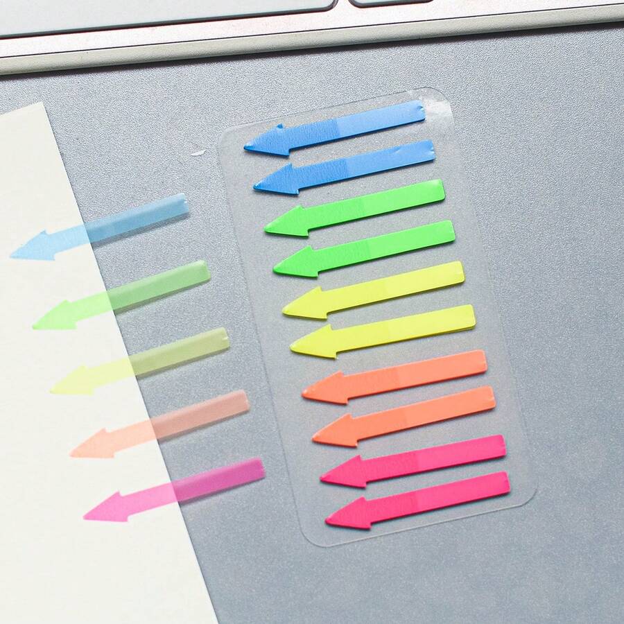 100 Sheets Pet Classified Sticky Note With Semi-transparent Arrow, Highlight And Multicolor Combination, Reusable And Ideal For Office Indexing. 1pc Sent - Multicolor - View 1