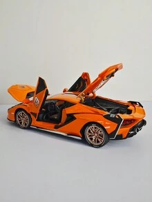 1入組酷炫橙色合金壓鑄超級跑車模型,由鋅合金製成,可打開車門,部件可活動,具有聲音和燈光功能,適合收藏和作為兒童生日禮物。 - 橘色 - 查看 7