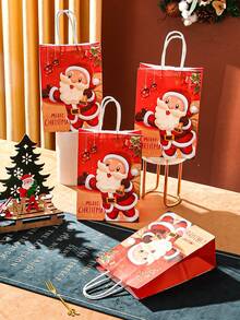 4入組新款聖誕禮品袋,紙質手提袋,禮物包裝袋,聖誕卡通紙袋帶手柄