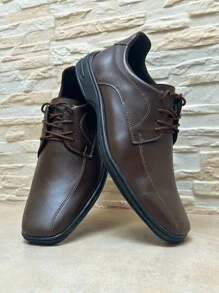 Kit Sapato masculino social sintético solado bolha + carteira + cinto + relogio - Café - Visão 7