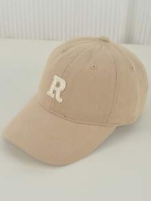 1 Pieza Gorra De Béisbol Gris Para Mujeres Con Detalle De Letra R - Gris - Ver 8