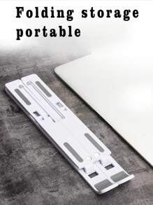 Folding Laptop Stand, Adjustable Notebook Holder, Ergonomic Desktop Riser, Cooling Base - White - View 2