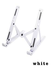 Folding Laptop Stand, Adjustable Notebook Holder, Ergonomic Desktop Riser, Cooling Base - White - View 1