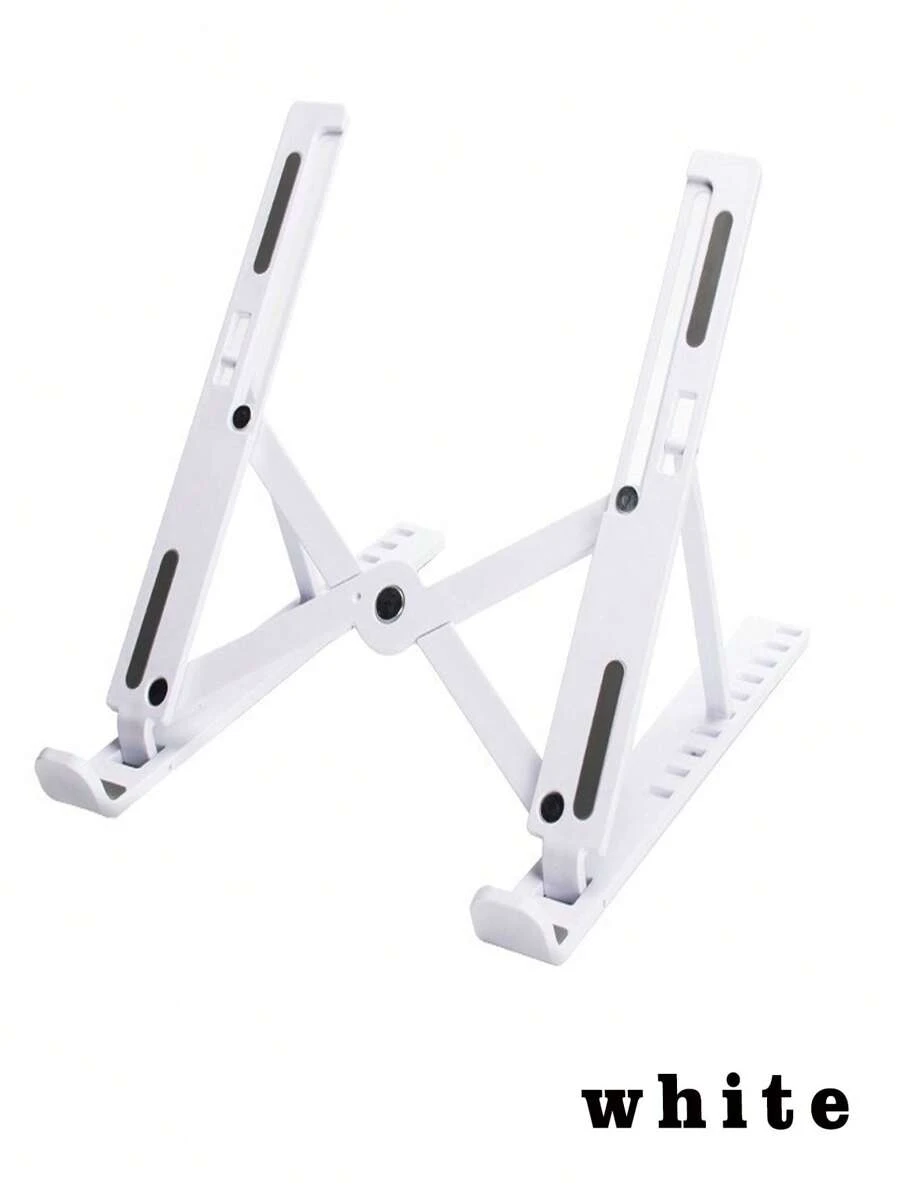 Folding Laptop Stand, Adjustable Notebook Holder, Ergonomic Desktop Riser, Cooling Base - White - View 1