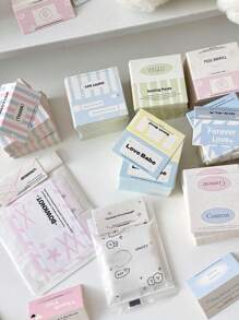 50pcs Random Korean Macaron Color Tone Mini Square Folded Card Packaging Material For Idol Fans Gift & Packaging Card Back To School,Back To School,School Supplies