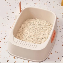 1 Set Of 2 Pieces Cat Litter Box With Handle And Sand Scoop Anti-slip - White - View 3