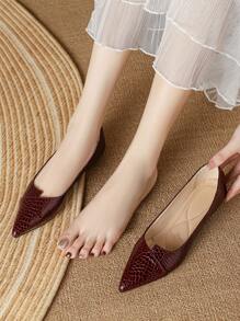 Của phụ nữ Pointed Toe Đáy phẳng Đá hoa văn Tối Đỏ  Giải trí Và Sự giải trí Linh hoạt Giày dép Đối với Mùa thu - Màu Đỏ Sâu - Xem 1