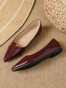 Của phụ nữ Pointed Toe Đáy phẳng Đá hoa văn Tối Đỏ  Giải trí Và Sự giải trí Linh hoạt Giày dép Đối với Mùa thu - Màu Đỏ Sâu - Xem 6