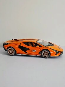 1入組酷炫橙色合金壓鑄超級跑車模型,由鋅合金製成,可打開車門,部件可活動,具有聲音和燈光功能,適合收藏和作為兒童生日禮物。 - 橘色 - 查看 5