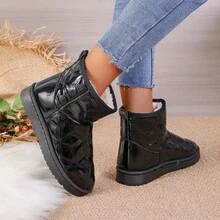 2023 年新款女士雪地靴，防水、防滑、保暖内衬、厚实、休闲、运动、保暖设计 - 黑色 - 查看 4