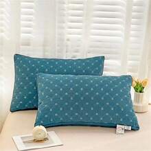1 Almohada Acolchada Con Relleno De Fibra Y Núcleo De Almohada De Color Sólido - Azul - Ver 1