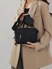 韩版斜挎包单肩拉链小方包休闲时尚简约手机包女士手提包