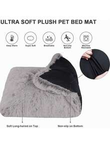 DODOPET Sang trọng lông tơ Sâu Màu xám Giường thú cưng , Có thể giặt được & Chống trượt Cũi chó Đối với Lớn , Trung bình , Chó nhỏ Và Mèo , Đệm ngủ Đối với Thú cưng - Màu xám đen - Xem 4