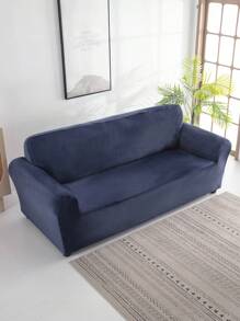 银狐绒 藏青色（绒）全包弹力沙发套 亲肤顺滑保护套 通用沙发罩 1件 - 藏蓝色 - 查看 1