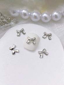 10入組豪華銀色金屬3d蝴蝶翅膀鑽石指甲藝術裝飾品 - 銀色 - 查看 8