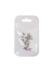 10入組豪華銀色金屬3d蝴蝶翅膀鑽石指甲藝術裝飾品 - 銀色 - 查看 9