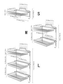 1 Pieza Estante De Almacenamiento Plegable De Acero Inoxidable Con Múltiples Capas Para Organizar Artículos De Tocador En La Cocina O Baño Sin Necesidad De Taladrar - Plateado - Ver 2
