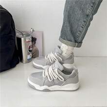 Giải trí Và Đúng mốt Của phụ nữ Màu xám Lace-up Điền kinh Giày dép - Xám - Xem 4