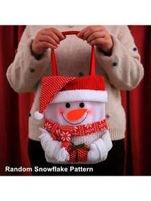 1入聖誕編織收納袋,蘋果和禮物收納手袋,聖誕主題裝飾,派對禮物,聖誕禮品包裝和收納袋,聖誕裝飾