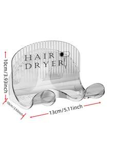 1pc Wall Mounted Hair Dryer Holder Storage Rack For Bathroom With No Drilling Required - Clear - View 2