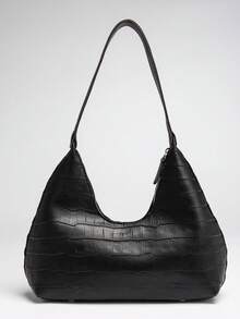 Women's Shoulder Bag With Letter Print - Black - View 6