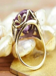 1 件歐美風格精美女式紅寶石戒指,適合派對和婚禮 - 紫色 - 查看 2