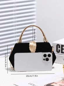 Fashionable Square Handbag With Rhinestone Hardware, Suitable For Party, Banquet, Birthday Gift, Cocktail Or Wedding Attire, Includes Handles And Detachable Shoulder Strap
