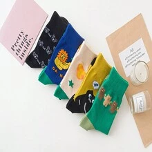 5 雙裝新款萬聖節創意搞笑卡通提花中高襪子男女