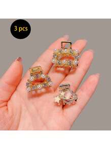 2023 New Arrival Mini Hair Clip For Half Ponytail, With Rhinestone And Pearl Decorations Suitable For Everyday Use - Multicolor - View 1
