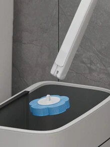 1套附6個一次性馬桶刷替換頭套裝,可溶解刷頭,家用長柄浴室馬桶清潔刷 - 白色 - 查看 5