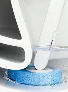 1套附6個一次性馬桶刷替換頭套裝,可溶解刷頭,家用長柄浴室馬桶清潔刷 - 白色 - 查看 6