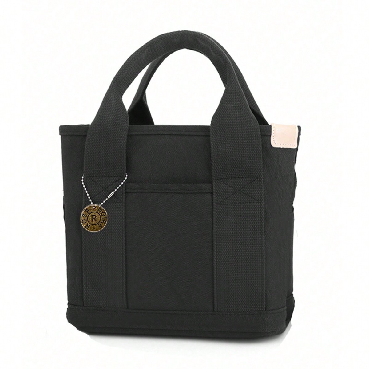 Solid Color Simple Design Canvas Lunch Bag For Women, Versatile Handbag Casual Tote Bag Simple Versatile Canvas Satchel Bag, Lightweight Zipper Handbag For Work, Portable Bag For School