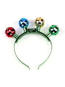 1入組聖誕LED燈泡裝飾用品,髮箍多功能新款髮箍,假期髮飾鈴鐺髮箍,迪斯科球發光發亮髮箍,假日派對禮物