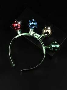 1入組聖誕LED燈泡裝飾用品,髮箍多功能新款髮箍,假期髮飾鈴鐺髮箍,迪斯科球發光發亮髮箍,假日派對禮物