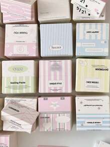 50pcs Random Korean Macaron Color Tone Mini Square Folded Card Packaging Material For Idol Fans Gift & Packaging Card Back To School,Back To School,School Supplies