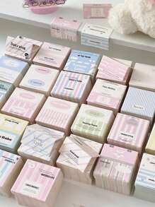 50pcs Random Korean Macaron Color Tone Mini Square Folded Card Packaging Material For Idol Fans Gift & Packaging Card Back To School,Back To School,School Supplies