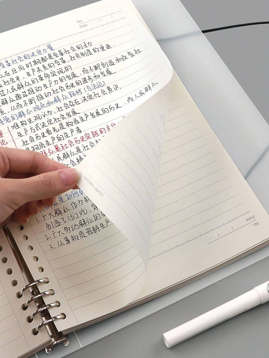 1pc Wirebound Notebook With Removable Soft Cover And Looseleaf Folder