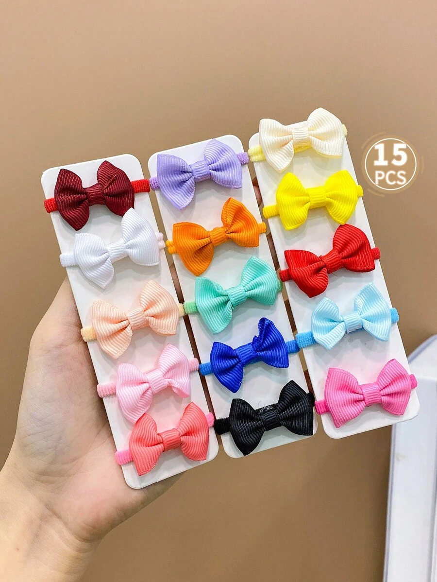 15pcs Girls' Cute Small Butterfly Shaped Hair Ties In Different Colors - Multicolor - View 1