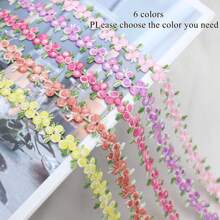 1碼花卉花邊蕾絲修邊玫瑰刺繡蕾絲鑲嵌縫紉蕾絲,用於手工製作、禮服婚禮裝飾