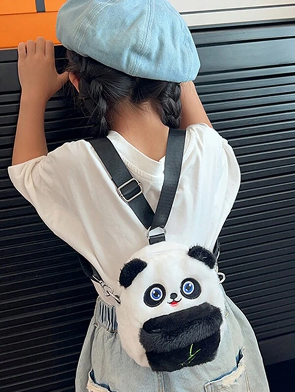 Bonito Pelúcia Crossbody Bolsa Cartoon Panda Mini Mochila