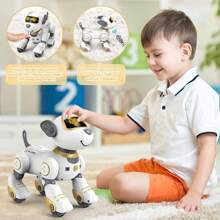 VATOS Robot Dog Juguete con Control Remoto para niños - Perro Robot Interactivo Tocar y Seguir con 17 Funciones, Música de Baile programable RC Perro Robot Juguete para niñas de 3 a 12 años - Dorado - Ver 4