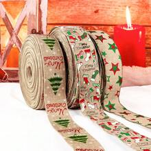 Christmas Decoration Ribbon: Creative Christmas Burlap Printed Satin Ribbon For Christmas Tree, Gift Box Decoration - Christmas tree - View 3